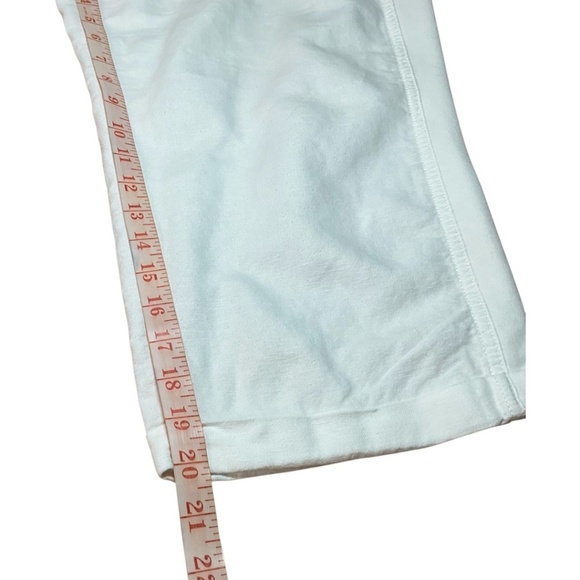 GAP Linen / Cotton Blend White Capri Length Pants Drawstring / Stretch Waist L - Picture 7 of 9